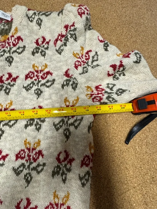 St Michael Vintage Floral Knit Cardigan Beige Cottagecore sweater UK 12/14 A4 - Picture 7 of 10